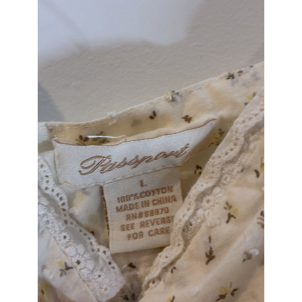 Passport Yellow floral babydoll top floral y2k vintage whimsical tween L - Picture 3 of 5